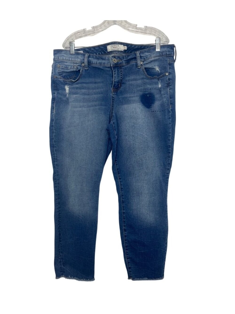 Torrid  Ankle Skinny Jeans Size 18R Blue Distressed‎ Medium Wash Denim Stretch